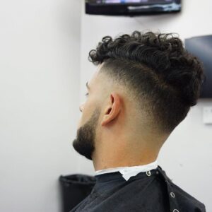 low fade curly cut