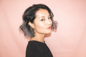 Curled Bob With Grey Ombre