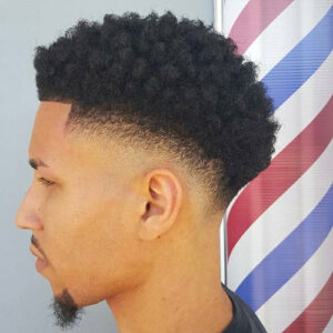 defined curls with drop fade