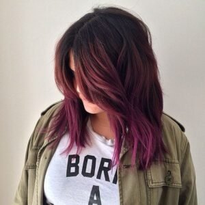 Brunette With Magenta Balayage