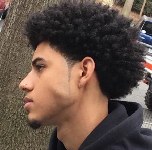 afro curls with temple fade