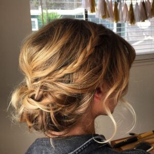 formal updo with mini braid