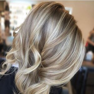 sandy blonde with allover highlights