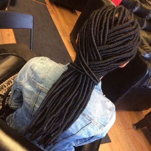 pulled back faux locs