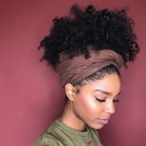 natural curls headwrap updo