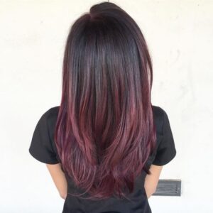dark hair with red violet ombre