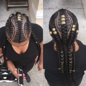 Chunky cobra embroidered feed in braids