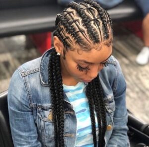 Trident mixed weight long cornrows