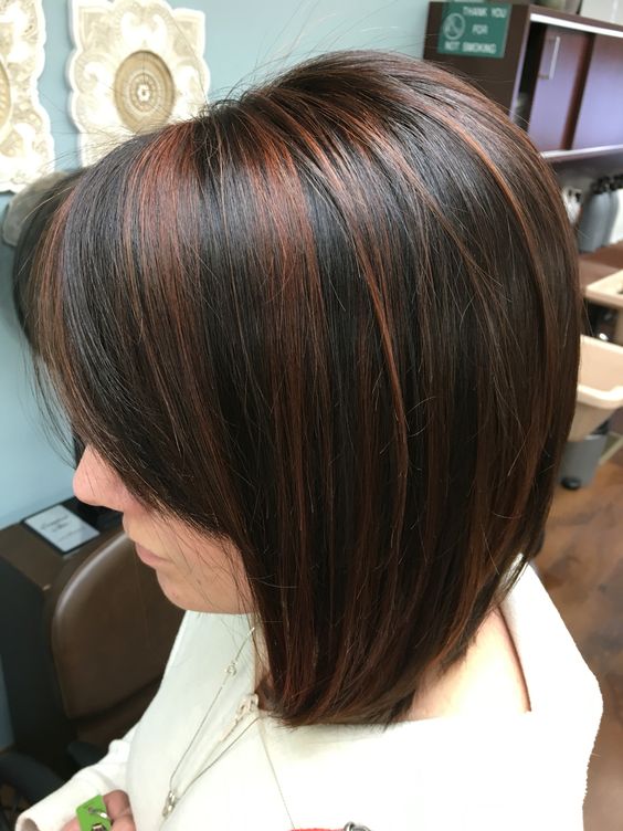Rounded Bob with Cinnamon Highlights