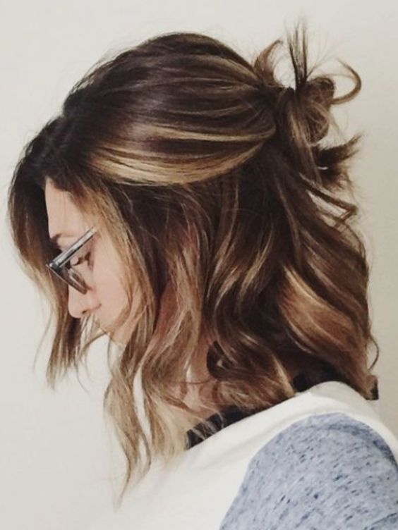 Lob with Messy Top Knot