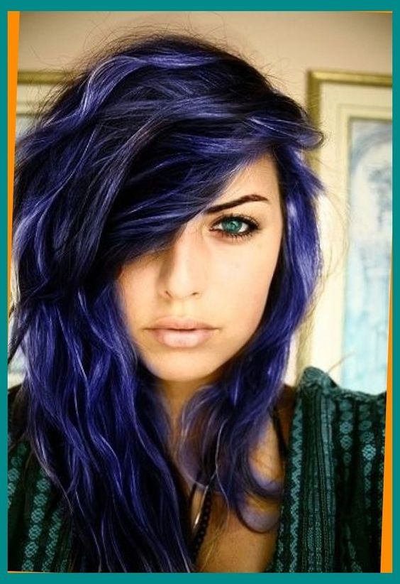 Black Hair with Indigo and Violet Highlights