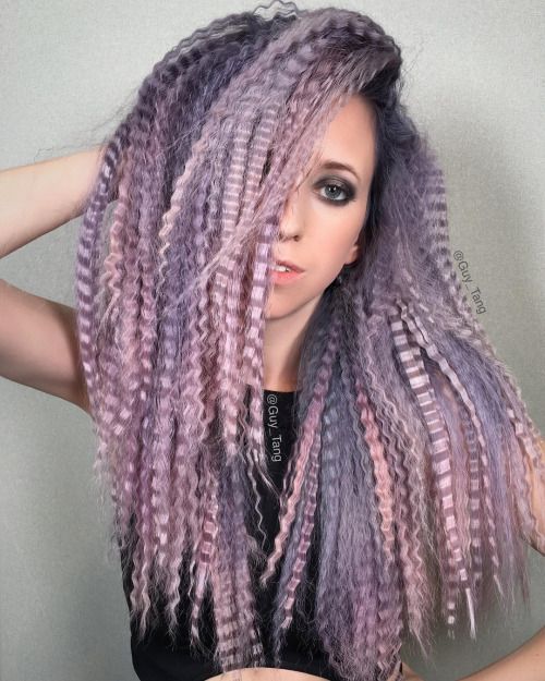 Long Lilac Toned Locks with Crimping