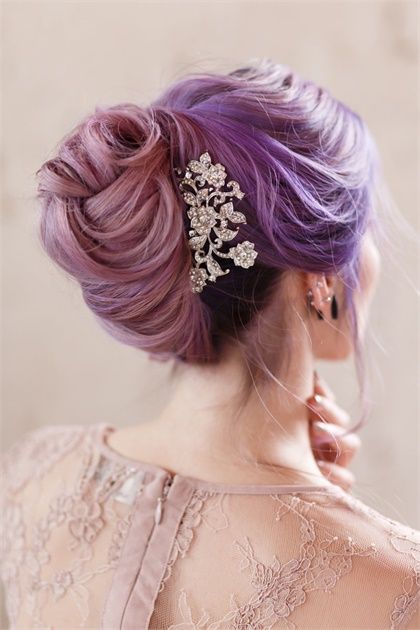 Elegant Lilac and Lavender Chignon