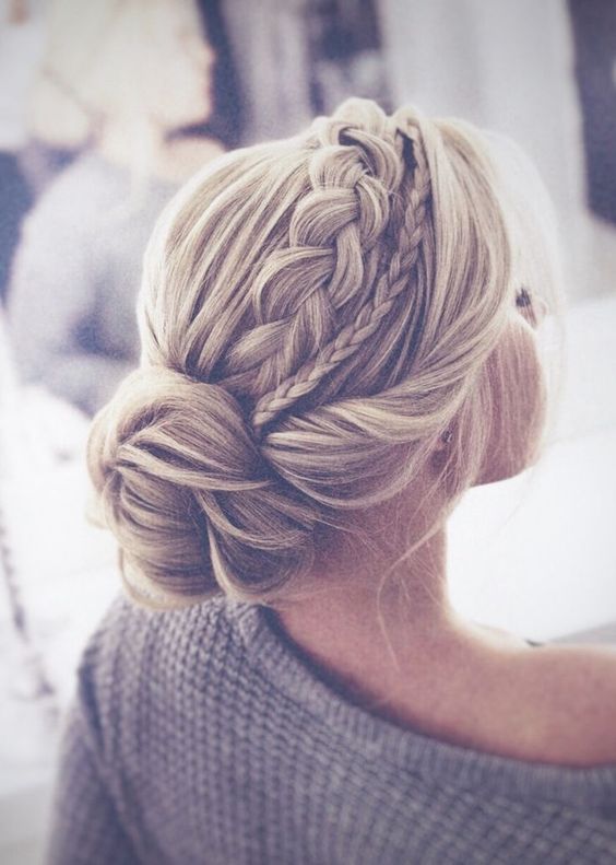 Low Messy Bun with Multiple Braids