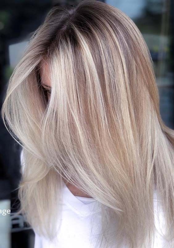 Platinum Blonde Hair with Caramel Slices
