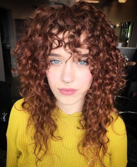 Long Light Curls with Bangs