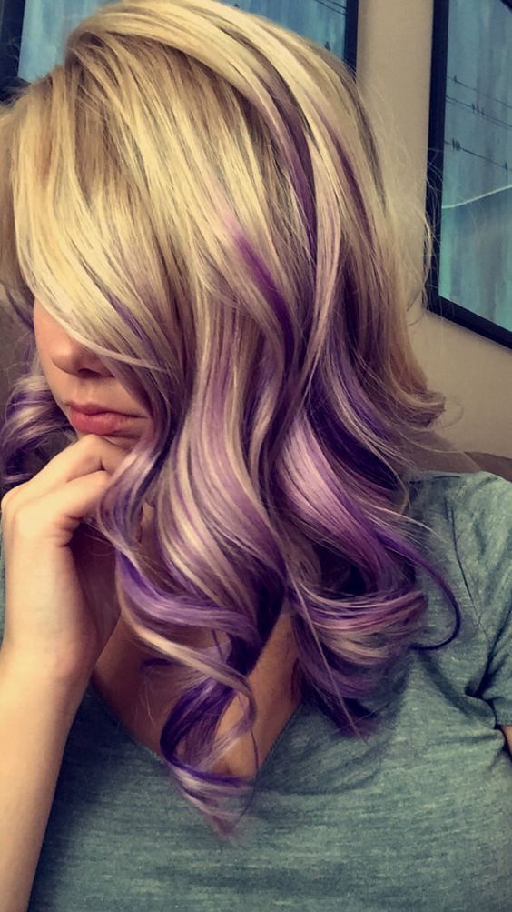 Curly Blonde to Lilac Ombre