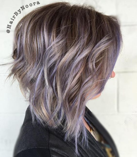 A-Line Bob with Lilac Highlights