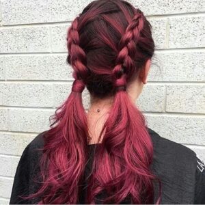 cherry crisscrossing braids