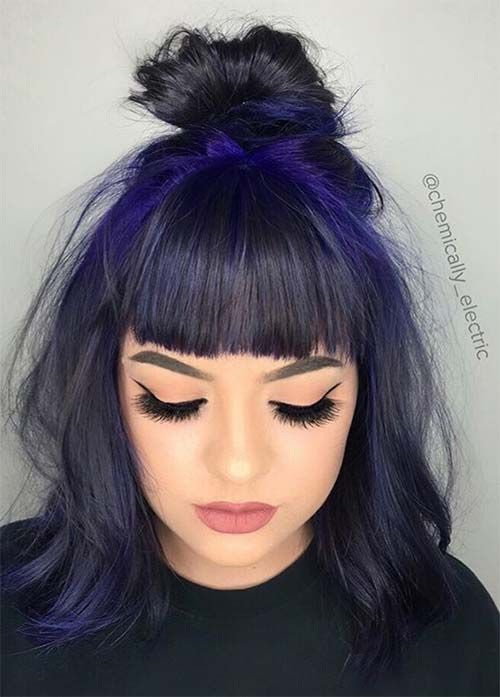 Blue Black Hair with Electric Blue Roots