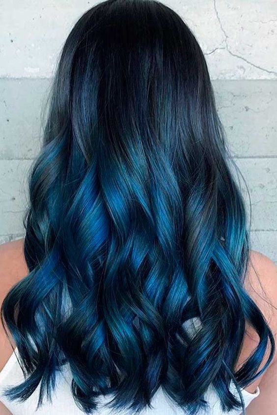 Deep Blue Hair with Dark Teal Balayage