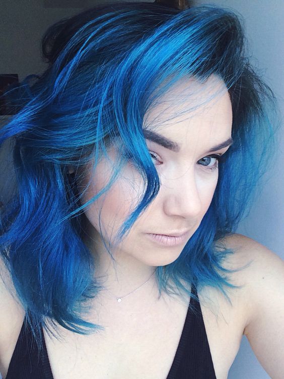 Deep Electric Blue Hair