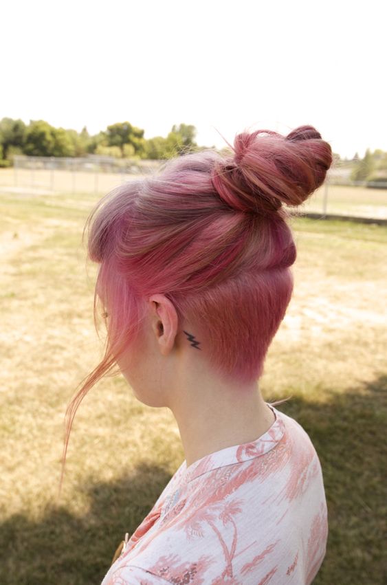 Rose Gold Undercut with Top Knot