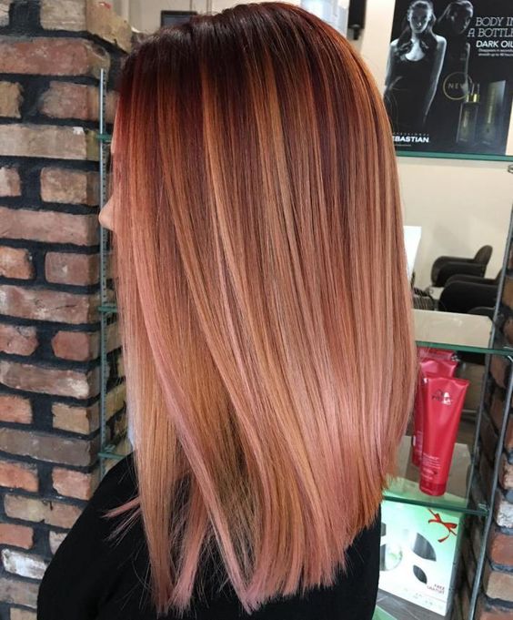 Auburn Base with Baby Pink Highlights