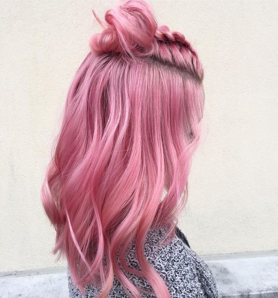 Blush Pink Hair with Top Knot