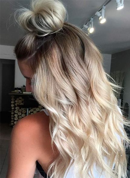 Half Top Knot and Beachy Blonde Waves
