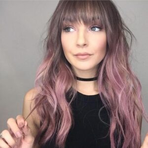 Chocolate Hair with Dusty Rose Highlights