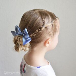 braid and bun with bow