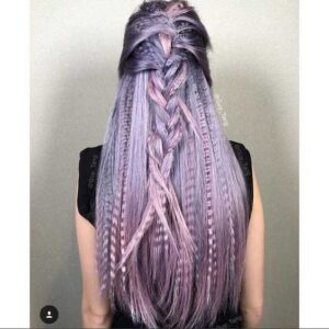 crimped lavender hair with braids