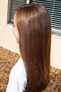 Auburn Hair with Minimal Gold Extensions