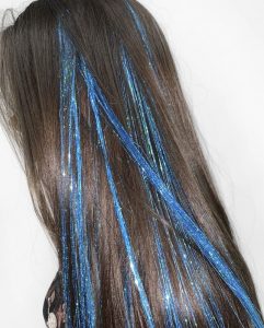 Chunky Deep Blue Tinsel Extensions