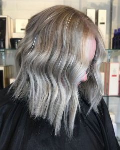 Grey Wavy Lob with Silver Hair Tinsel