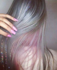Pastel Hair with Iridescent Hair Tinsel