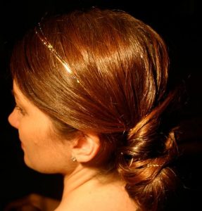 Sleek Up-Do with Subtle Tinsel Extensions
