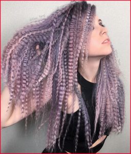 Crimped Hair in Shades of Purple