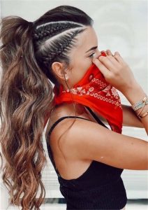 High Ponytail with Side Boxer Braids
