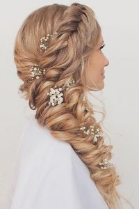 wedding side braid flower