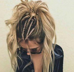 ponytail with braids wrapped