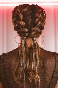 dutch braids with glitter embellishing