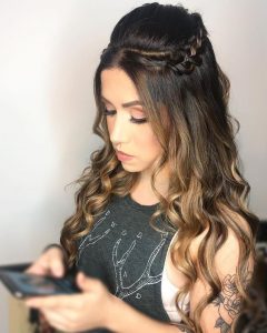 half up style quince braids