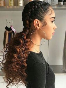 curly ends with french braid