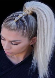gold embellishing ponytail
