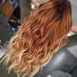 blonde tips bright red