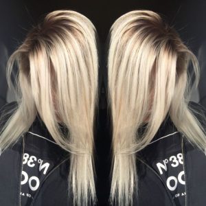 rooted bright blonde