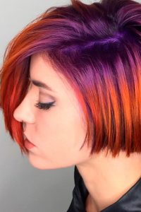 purple to red ombre short