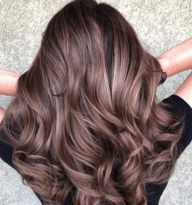 rose gold with brunette hair